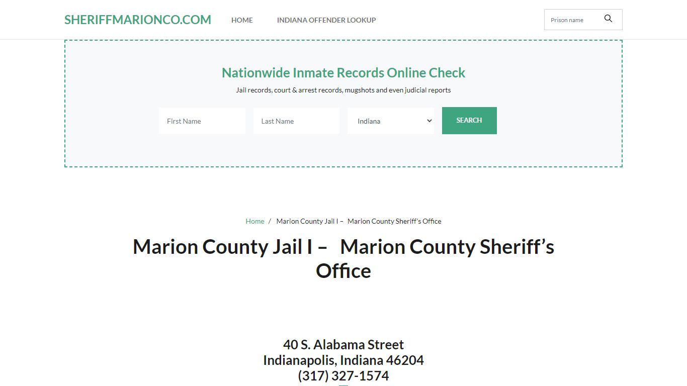 Marion County Jail I - Marion County Sheriff's Office - sheriffmarionco.com